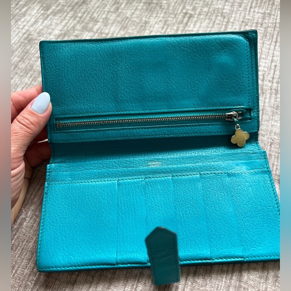 💥HOT  Pick🔥HERMES Bearn Taurillon Clemence Leather Long H Logo Bifold Wallet - Picture 9 of 17
